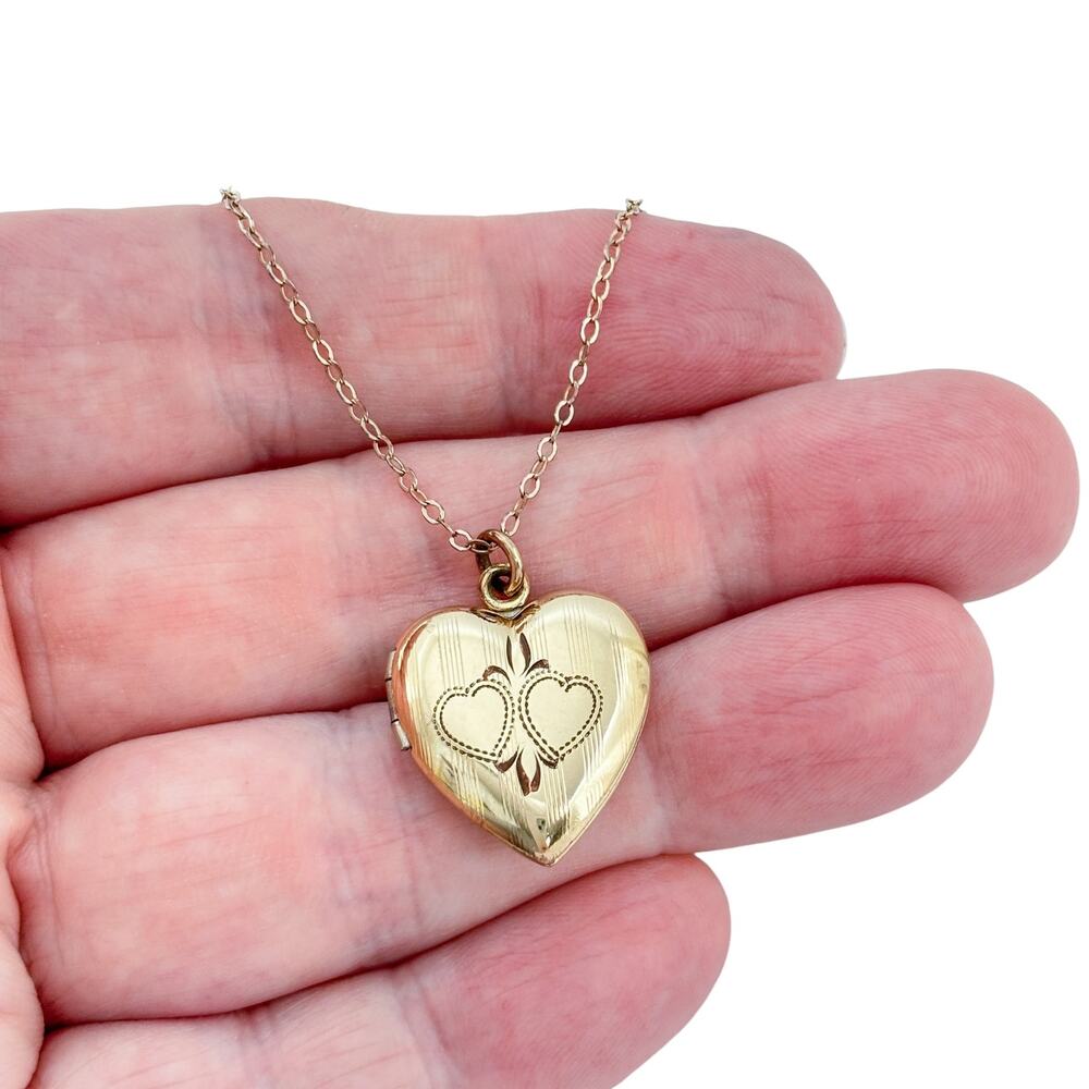 Vintage Gold Filled Heart Locket Necklace 19.5"